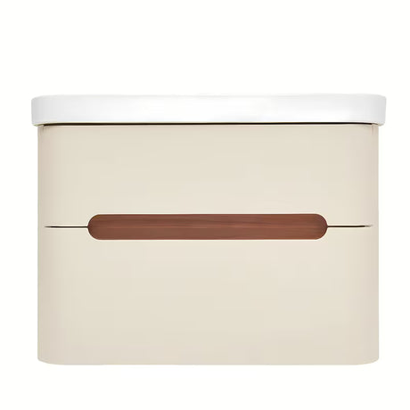 Viseča ormarić s keramičkim umivaonikom SAT Fusion u mat pješčano bež boji