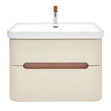 Viseča kopalniška omarica z umivalnikom SAT Fusion u mat pješčano bež boji s dvije ladice