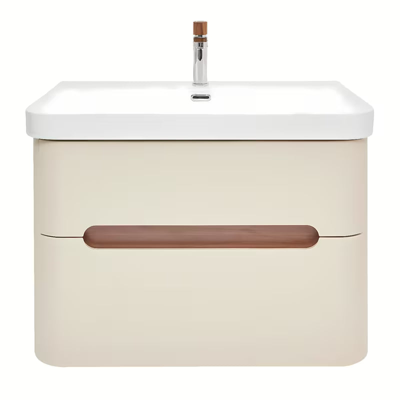 Viseča kopalniška omarica z umivalnikom SAT Fusion u mat pješčano bež boji s dvije ladice