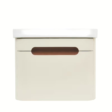 Viseča kopalniška omarica SAT Fusion s keramičkim umivaonikom u mat pješčano bež boji