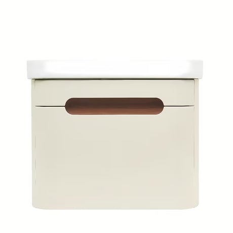 Viseča kopalniška omarica SAT Fusion s keramičkim umivaonikom u mat pješčano bež boji