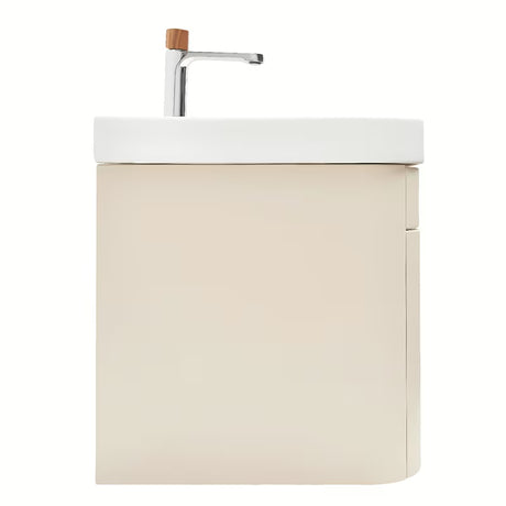 Viseča kopalniška omarica SAT Fusion s keramičkim umivaonikom u mat pješčano bež boji