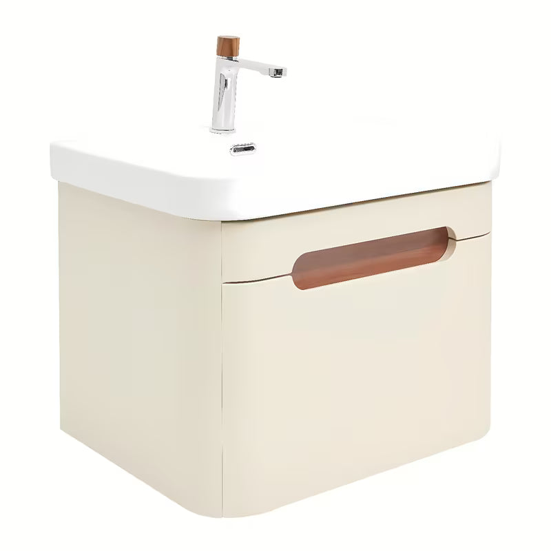 Viseča kopalniška omarica SAT Fusion z umivalnikom u mat pješčano bež boji