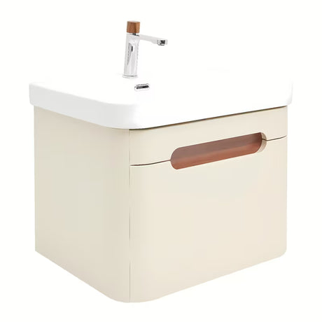 Viseča kopalniška omarica SAT Fusion z umivalnikom u mat pješčano bež boji