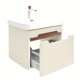 Viseča kopalniška omarica SAT Fusion z umivalnikom u mat pješčano bež boji