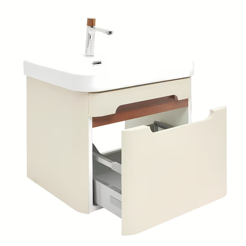 Viseča kopalniška omarica SAT Fusion z umivalnikom u mat pješčano bež boji