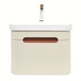 Viseča kopalniška omarica SAT Fusion z umivalnikom u mat pješčano bež boji