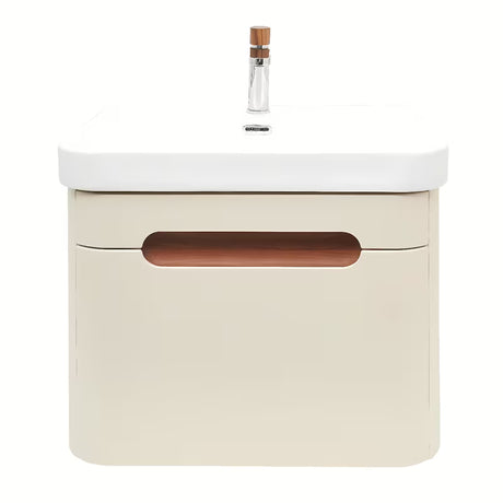 Viseča kopalniška omarica SAT Fusion z umivalnikom u mat pješčano bež boji