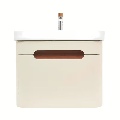 Viseča kopalniška omarica SAT Fusion z umivalnikom u mat pješčano bež boji