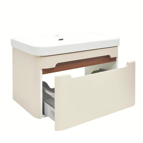 Viseča kopalniška omarica z umivalnikom SAT Fusion u pješčano bež mat boji