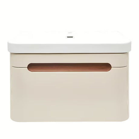 Viseča kopalniška omarica z umivalnikom SAT Fusion u pješčano bež mat boji