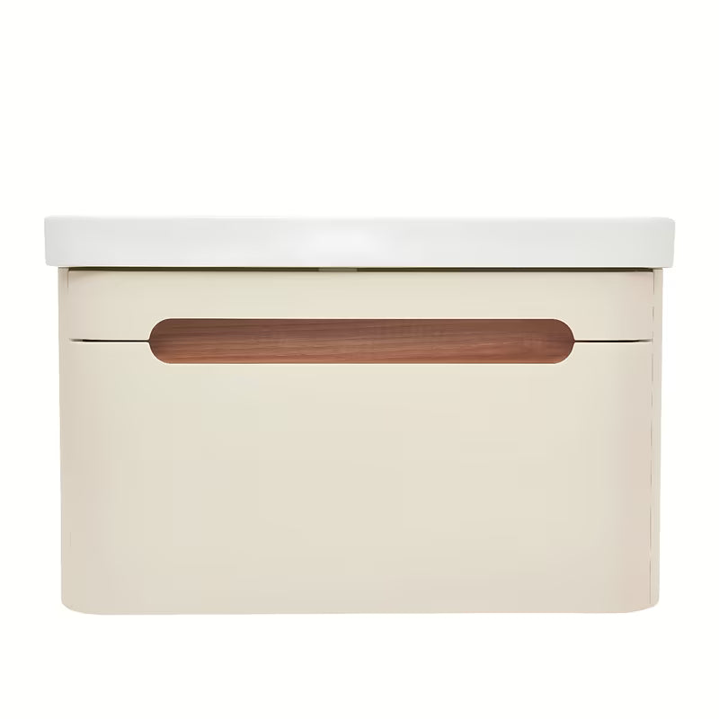 Viseča kopalniška omarica z umivalnikom SAT Fusion u pješčano bež mat boji