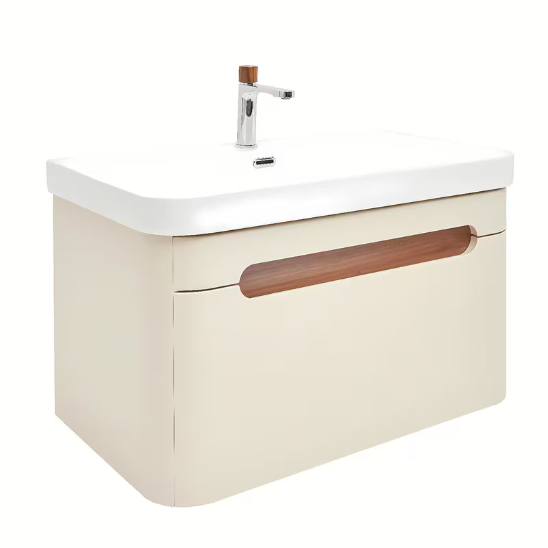 Viseča omarica z umivalnikom SAT Fusion u mat pješčano bež boji z vtičnico i slavinom