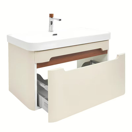 Viseča omarica z umivalnikom SAT Fusion u mat pješčano bež boji z vtičnico i slavinom