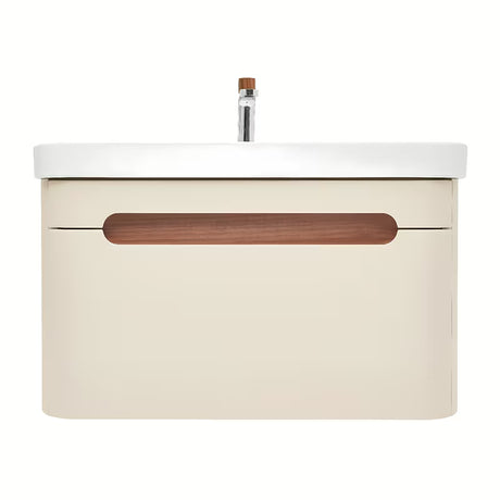 Viseča omarica z umivalnikom SAT Fusion u mat pješčano bež boji z vtičnico i slavinom