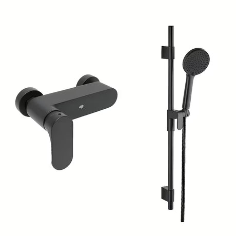 Enoročna armatura za tuš SAT Fusion u mat crnoj boji s tuš setom pro za zidnu montažu.