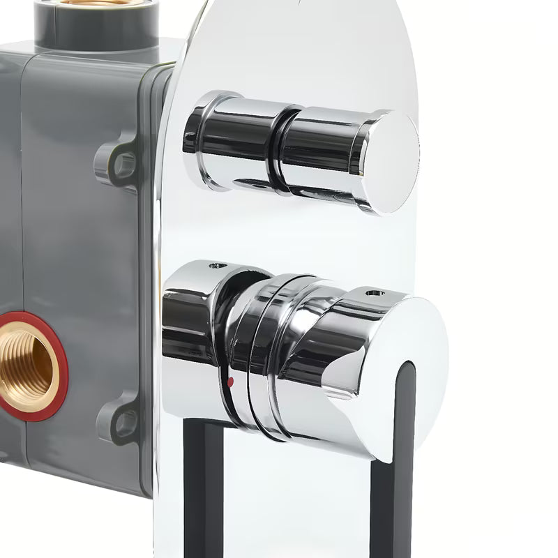 Podometna armatura za tuš SAT Fusion u sjajnoj krom izvedbi vključno s podometnim telesom.