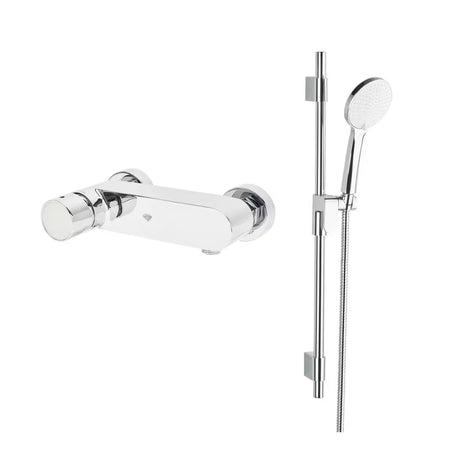 Kromirana stenska enoročna armatura za tuš SAT Fusion s tuš setom