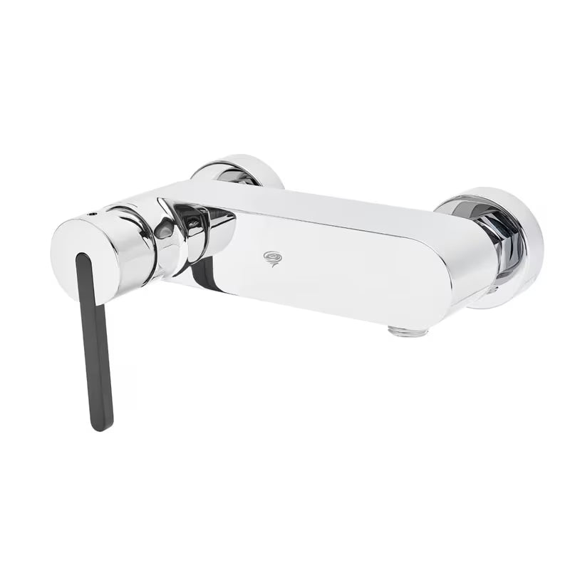 Kromirana enoročna armatura za tuš SAT Fusion brez tuš seta s crnom zamjenjivom ručicom