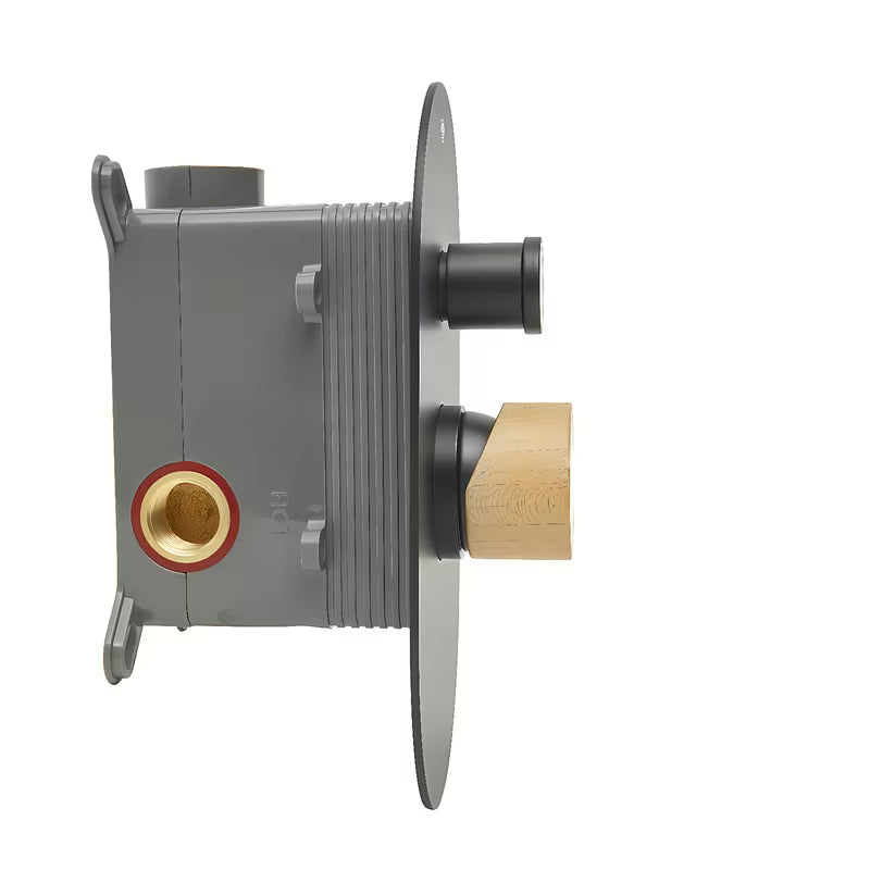 Podometna enoročna armatura za tuš SAT Fusion u mat crnoj boji s ručicom u svijetlom drvu