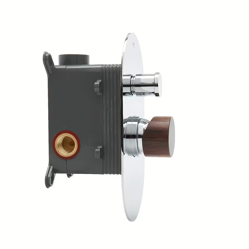 Podometna enoročna tuš i armatura za kad SAT Fusion u izvedbi tamnog drva sa sjajnom površinom