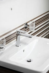 Kromirana enoročna stoječa armatura za umivalnik SAT Fusion brez odtoka.