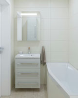 Enoročna stoječa armatura za umivalnik SAT Fusion u dekoru svijetlog drva brez odtoka