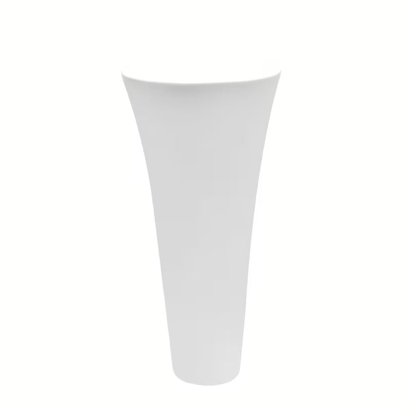 Samostoječi  keramički umivaonik SAT Fusion u bijeloj boji, promjera 42,5 cm i visine 95 cm.