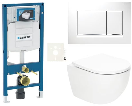 Viseči WC set SAT Fusion s vrtložnim ispiranjem, modulom Duofix, vodokotlićem Geberit i tipkom Sigma