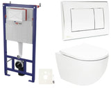 Viseči WC set SAT Fusion s vrtložnim ispiranjem, vodokotlićem, aktivacijskom tipkom i WC školjka sjedalom