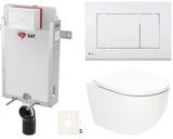 Viseči WC set SAT Fusion s vrtložnim ispiranjem, ugradbenim modulom, vodokotlićem i bijelom tipkom