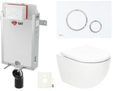 Viseči WC set SAT Fusion s vrtložnim ispiranjem, ugradbenim modulom, vodokotlićem i tipkom u mat bijeloj boji