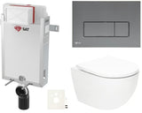 Viseči WC set SAT Fusion s vrtložnim ispiranjem i tipkom za ispiranje u boji gun metal mat