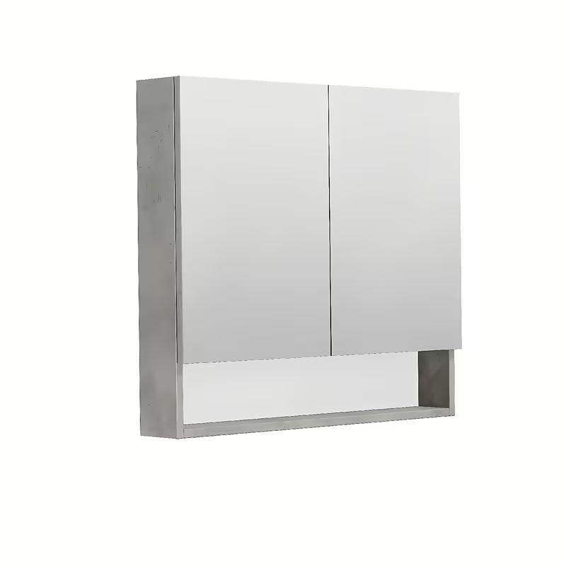Omarica z Ogledalom SAT Cubeway 80x14x72 cm v dekorju betona z zrcalnimi vratci