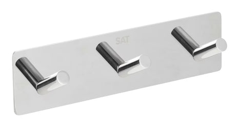Samolepilno trojni kavelj SAT Chrome v sijajni izvedbi iz nerjavečega jekla za stensko montažo