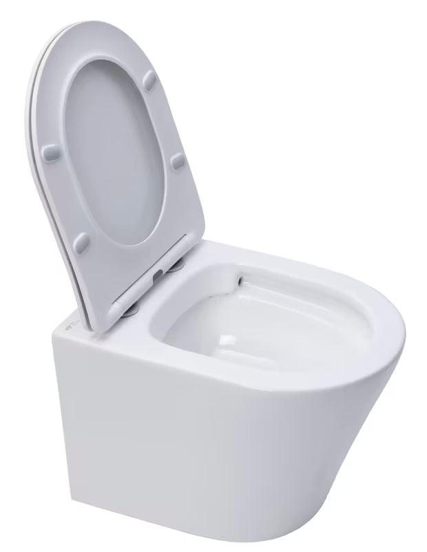 Beli viseča WC školjka SAT Infinitio s skritim pritrjevanjem in sedežem z mehko Zapiranje Soft Close.