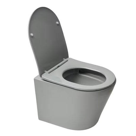 Viseča WC Školjka SAT Infinitio v sivi mat izvedbi s skritim pritrjevanjem in sedežem mehko Zapiranje Soft Close.