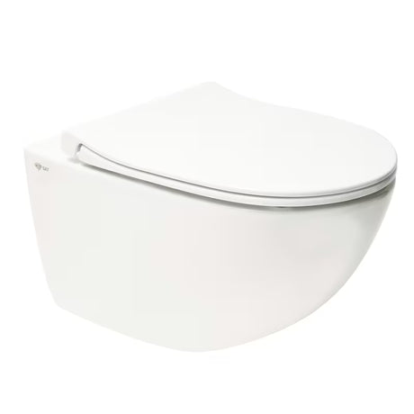 Belo viseča WC školjka SAT Infinitio z brezrobim splakovanjem Rim-Ex in sedežem s mehko Zapiranje Soft Close.
