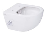 Bel viseča WC školjka SAT Infinitio z integrirano bide funkcijo, stranskim upravljanjem in sedežem mehko Zapiranje Soft Close.