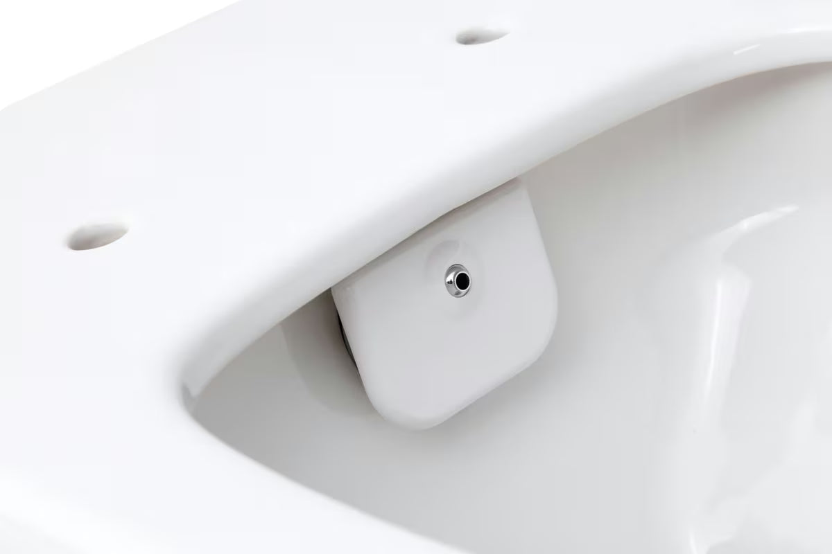 Viseča WC Školjka SAT Infinitio z integriranim bidejem, brezrobim Rim-Ex in sedežem mehko Zapiranje Soft Close v beli barvi