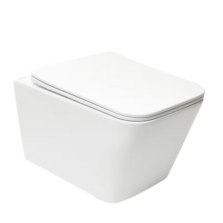 Bel viseča WC školjka SAT Infinitio pravokotne oblike s wc desko mehko Zapiranje Soft Close in skritim pritrjevanjem