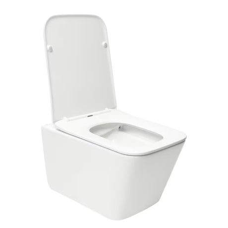 Bel viseča WC školjka SAT Infinitio pravokotne oblike s wc desko mehko Zapiranje Soft Close in skritim pritrjevanjem