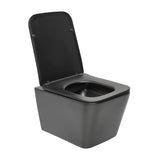 Črno mat viseča WC školjka SAT Infinitio v oglati izvedbi s wc desko mehko Zapiranje Soft Close in skritim pritrjevanjem.