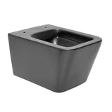 Črno mat viseča WC školjka SAT Infinitio v oglati izvedbi s wc desko mehko Zapiranje Soft Close in skritim pritrjevanjem.