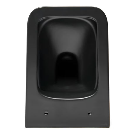 Črno mat viseča WC školjka SAT Infinitio v oglati izvedbi s wc desko mehko Zapiranje Soft Close in skritim pritrjevanjem.