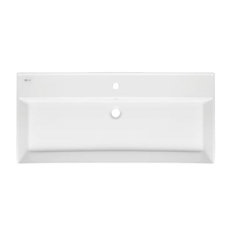 Beli keramični umivalnik SAT Infinitio 100,4x46,5 cm s prelivom in pravokotno obliko