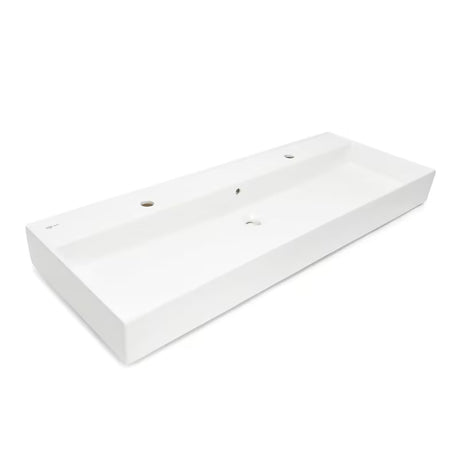 Beli keramični umivalnik SAT Infinitio 121,4x46,9 cm s prelivom