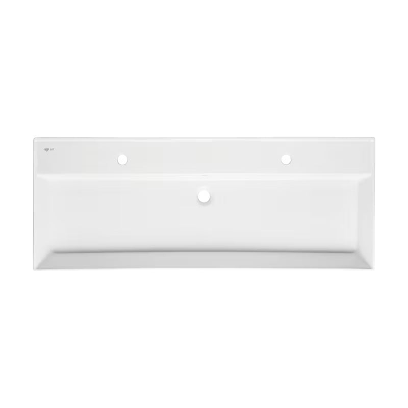 Beli keramični umivalnik SAT Infinitio 121,4x46,9 cm s prelivom