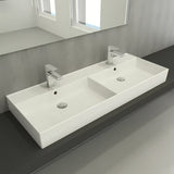 Beli keramični dvojni umivalnik SAT Infinitio 120,4x46,5 cm v oglati obliki