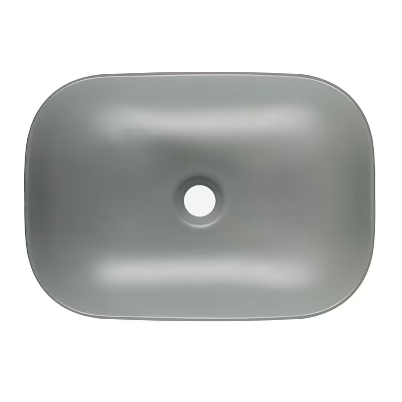 Mat beli keramični umivalnik na ploščo SAT Infinitio brez preliva velikosti 45,5x32,5 cm.